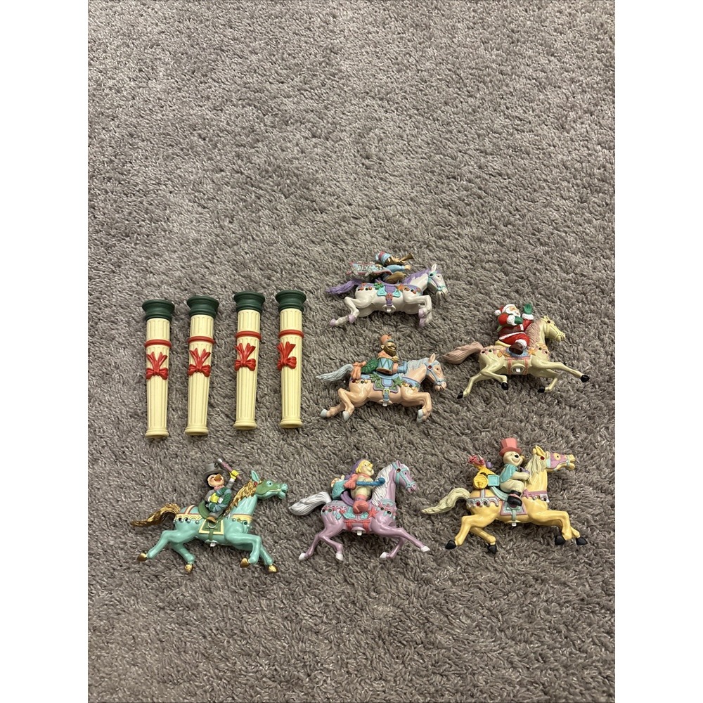 1997 New Bright Animated HOLIDAY Christmas CAROUSEL PARTS Characters Pillars